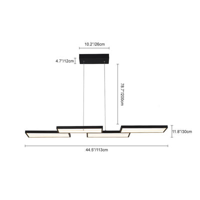 Modern 4-Light Square Frame Dimmable LED Pendant for Kitchen Island
