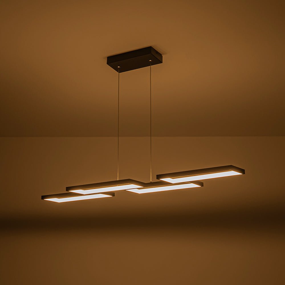 Modern 4-Light Square Frame Dimmable LED Pendant for Kitchen Island
