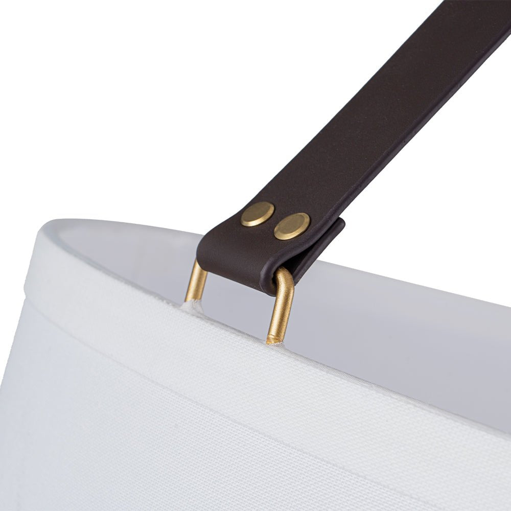 Modern 4-Light White Linen Drum Pendant, Brushed Brass Finish, Adjustable Chandelier