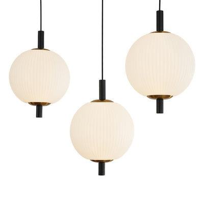 Modern 5-Light Ribbed Globe Dimmable LED Kitchen Island Pendant Fixture