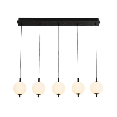 Modern 5-Light Ribbed Globe Dimmable LED Kitchen Island Pendant Fixture