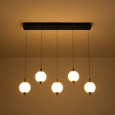 Modern 5-Light Dimmable LED Ribbed Globe Kitchen Island Pendant Light Fixture