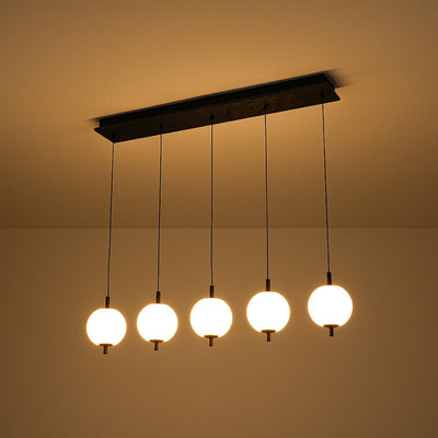 Modern 5-Light Ribbed Globe Dimmable LED Kitchen Island Pendant Fixture