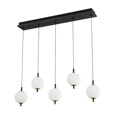 Modern 5-Light Ribbed Globe Dimmable LED Kitchen Island Pendant Fixture