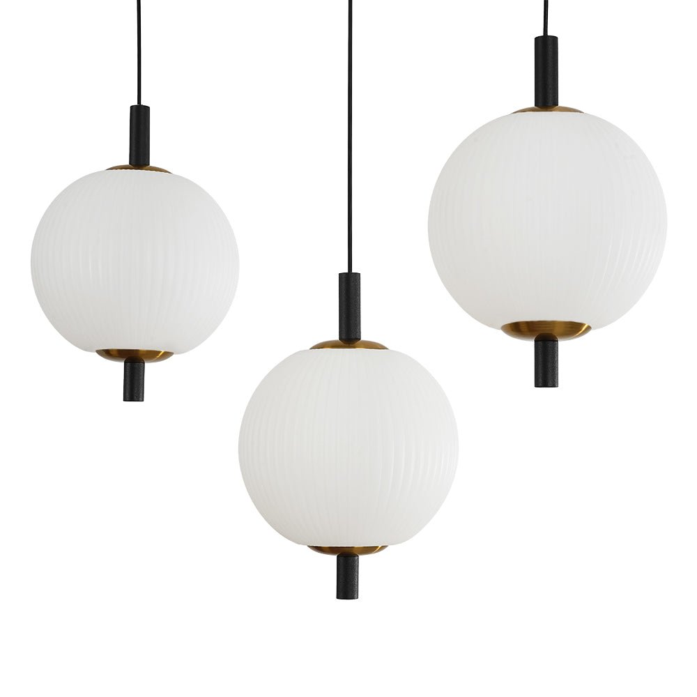 Modern 5-Light Dimmable LED Ribbed Globe Kitchen Island Pendant Light Fixture