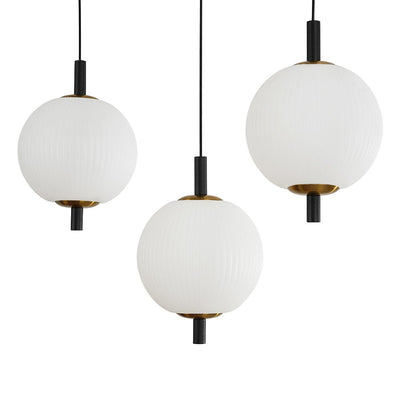 Modern 5-Light Ribbed Globe Dimmable LED Kitchen Island Pendant Fixture