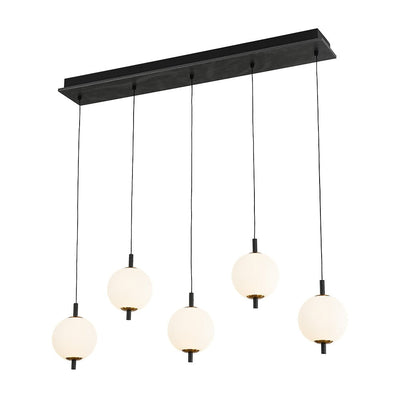 Modern 5-Light Ribbed Globe Dimmable LED Kitchen Island Pendant Fixture