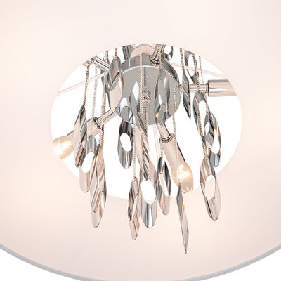 Modern Stainless Steel Drum Pendant Light, 5-Light, Chrome Finish, Adjustable Height