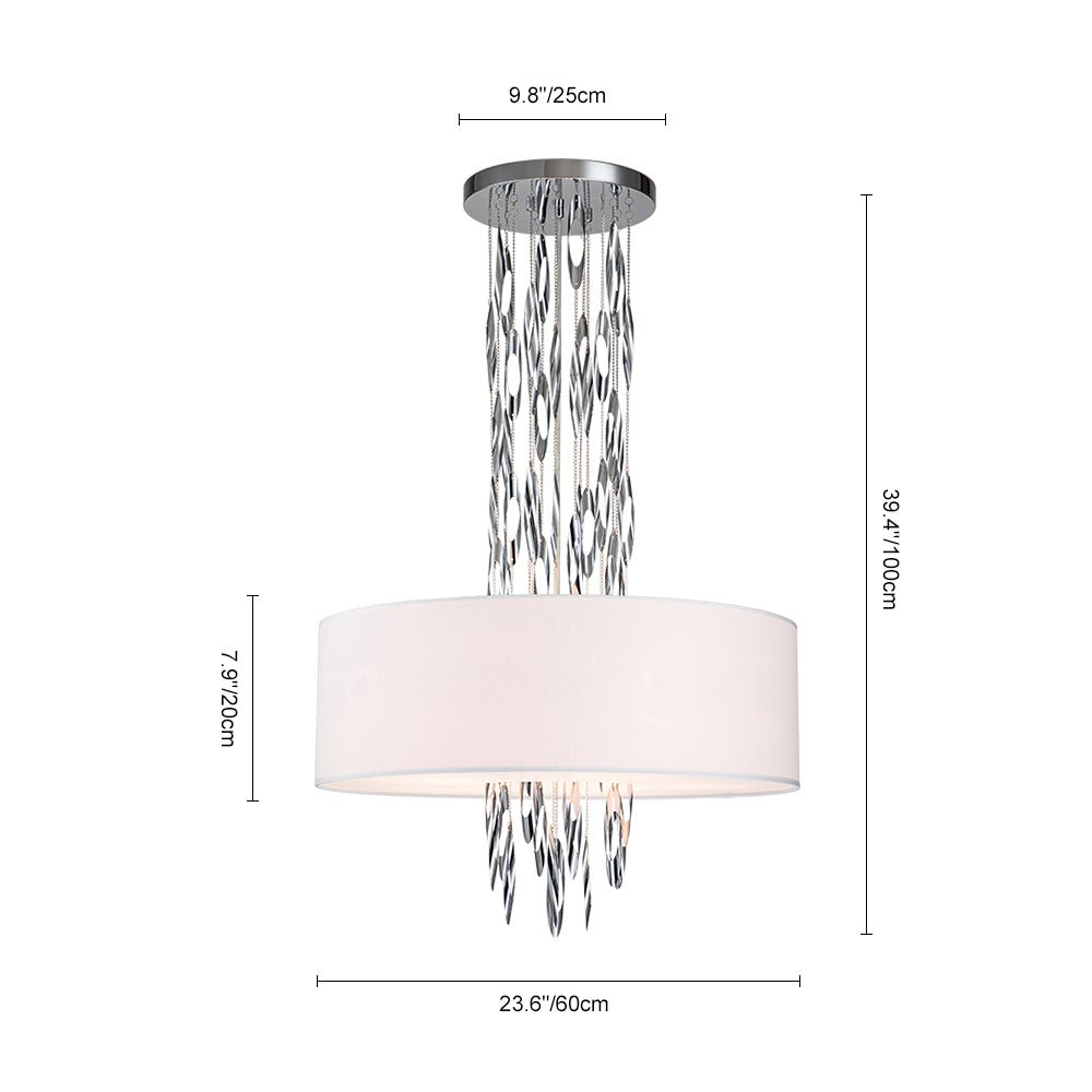 Modern Stainless Steel Drum Pendant Light, 5-Light, Chrome Finish, Adjustable Height