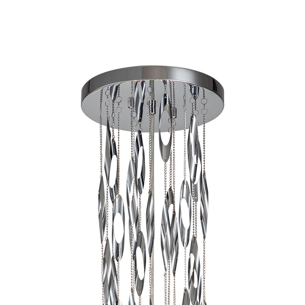 Modern Stainless Steel Drum Pendant Light, 5-Light, Chrome Finish, Adjustable Height
