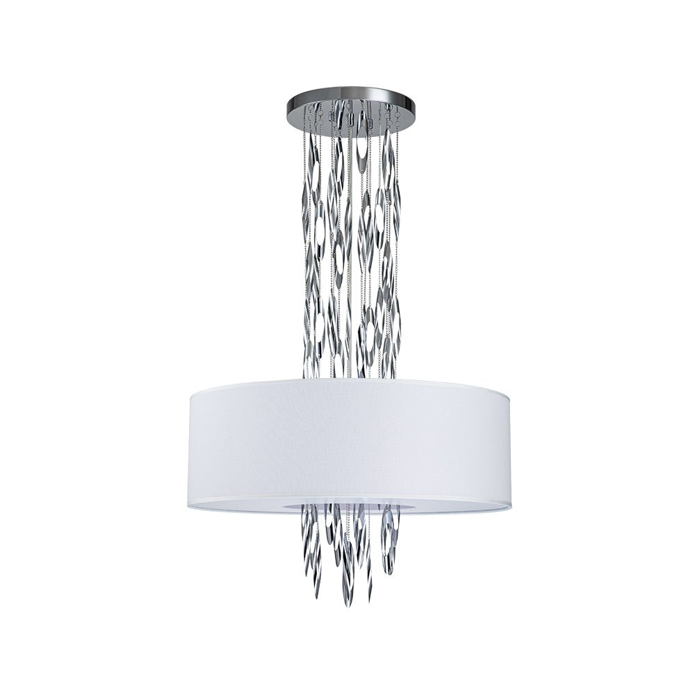 Modern Stainless Steel Drum Pendant Light, 5-Light, Chrome Finish, Adjustable Height
