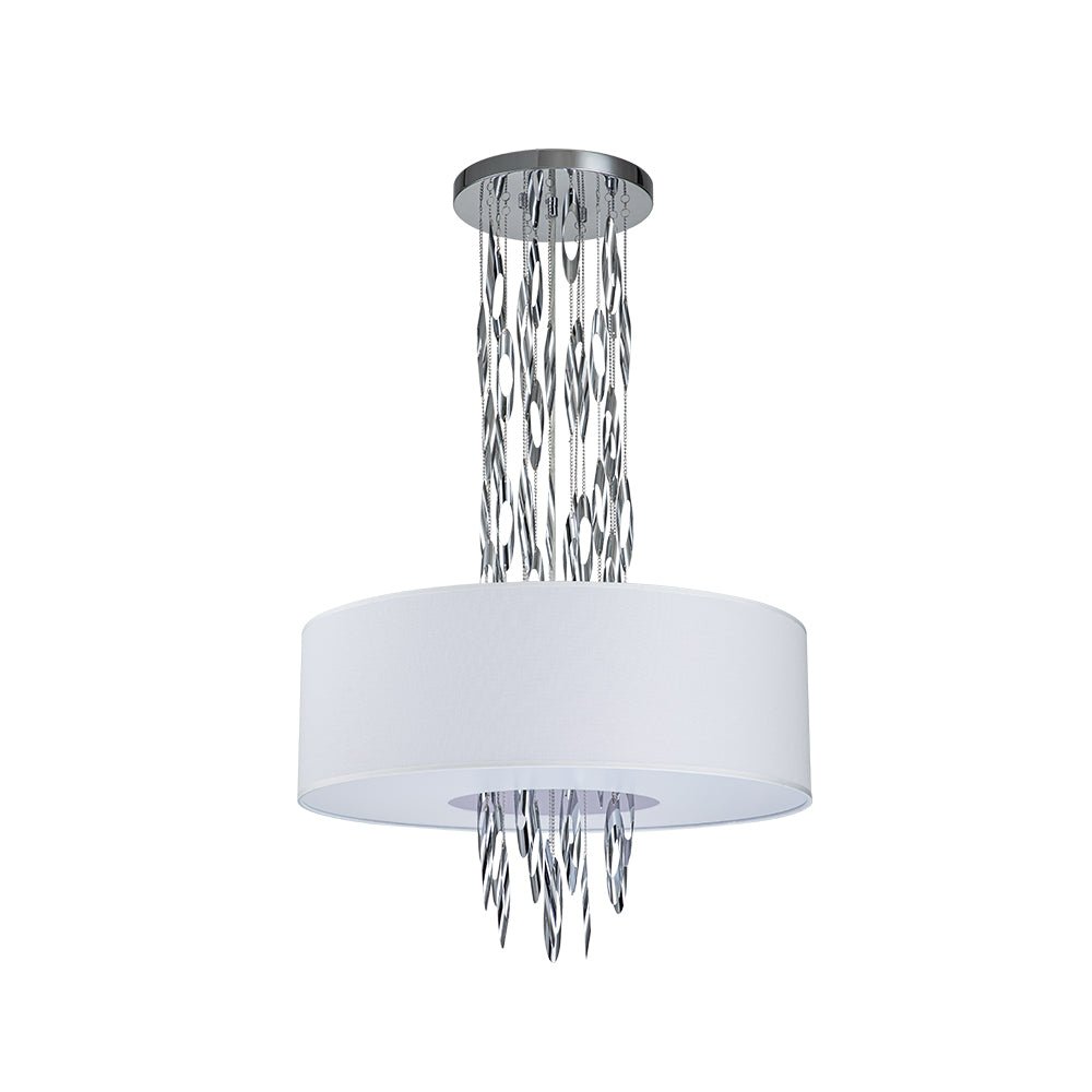 Modern Stainless Steel Drum Pendant Light, 5-Light, Chrome Finish, Adjustable Height