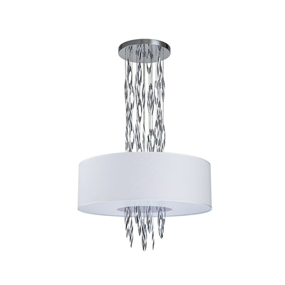 Modern Stainless Steel Drum Pendant Light, 5-Light, Chrome Finish, Adjustable Height