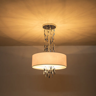 Modern 5-Light Chrome Stainless Steel Drum Pendant Adjustable Ceiling Light Fixture