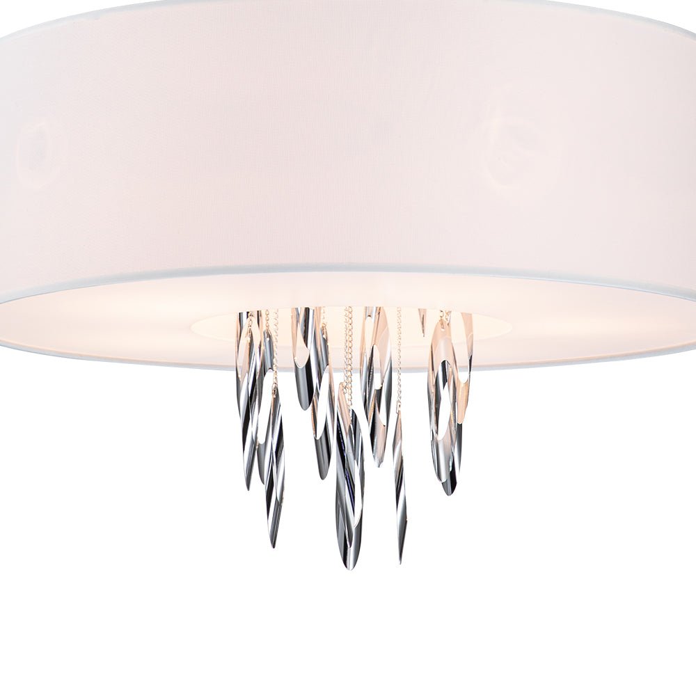 Modern Stainless Steel Drum Pendant Light, 5-Light, Chrome Finish, Adjustable Height
