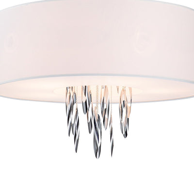 Modern Stainless Steel Drum Pendant Light, 5-Light, Chrome Finish, Adjustable Height
