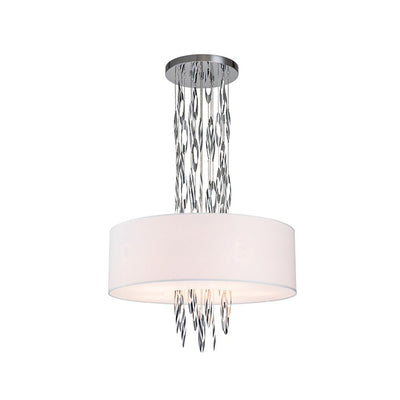 Modern Stainless Steel Drum Pendant Light, 5-Light, Chrome Finish, Adjustable Height
