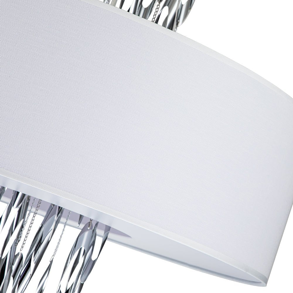 Modern Stainless Steel Drum Pendant Light, 5-Light, Chrome Finish, Adjustable Height