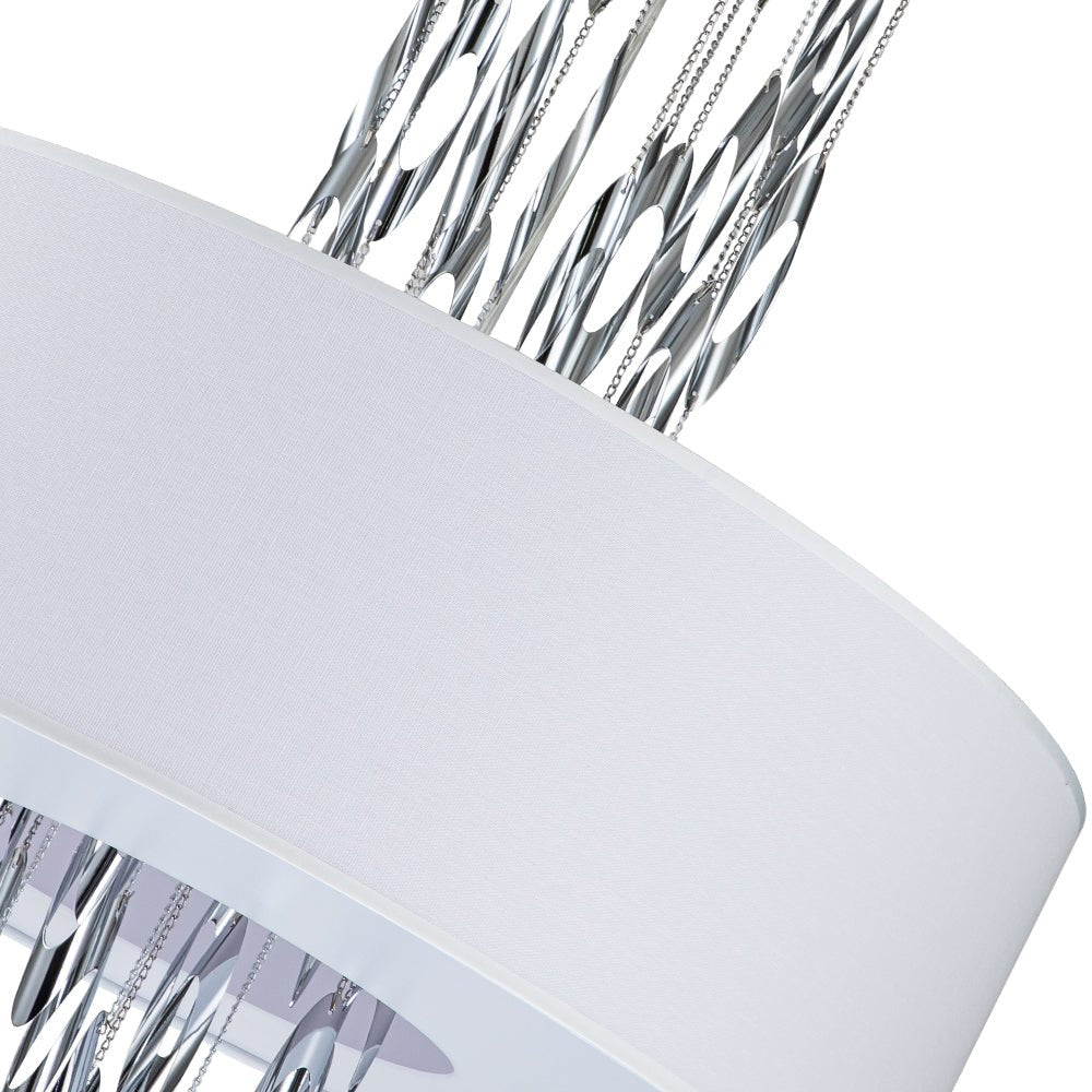 Modern Stainless Steel Drum Pendant Light, 5-Light, Chrome Finish, Adjustable Height