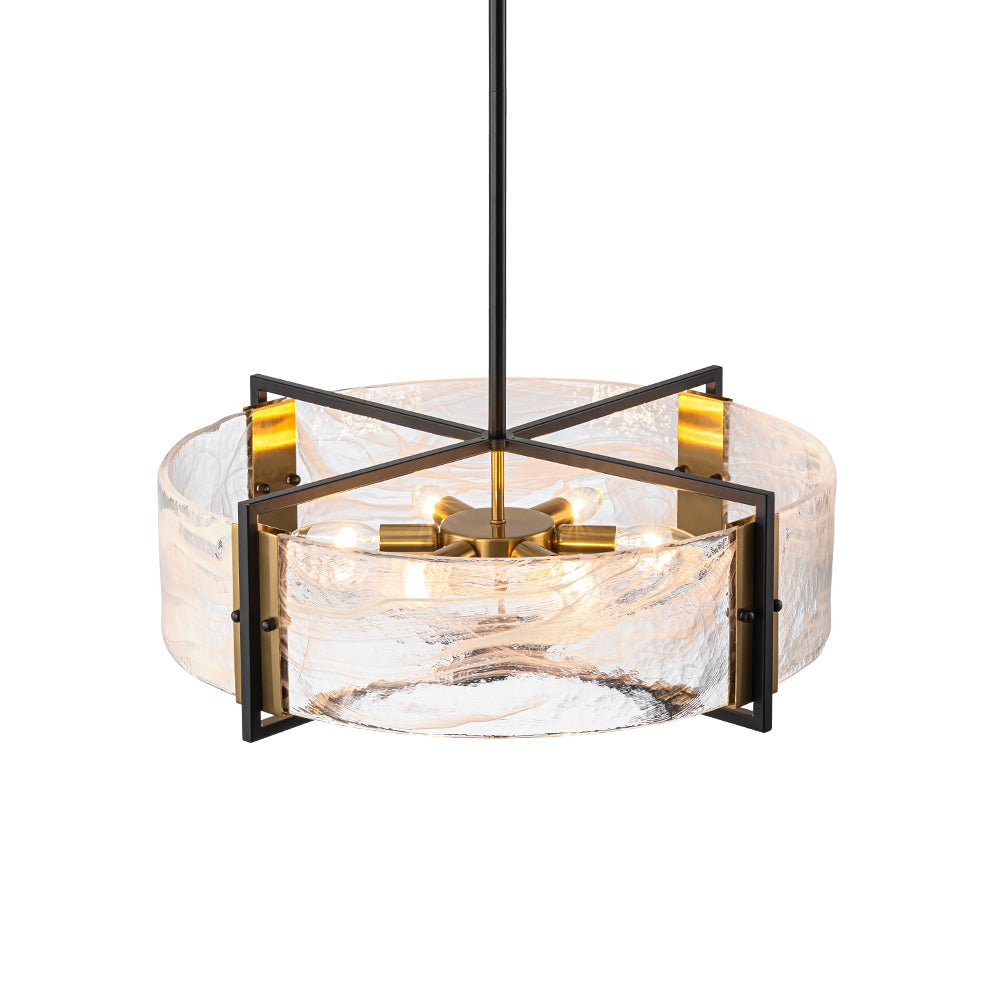 Modern Cloud Glass Drum Pendant Chandelier with Six E12 Candelabra Lights