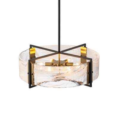 Modern Cloud Glass Drum Pendant Chandelier with Six E12 Candelabra Lights