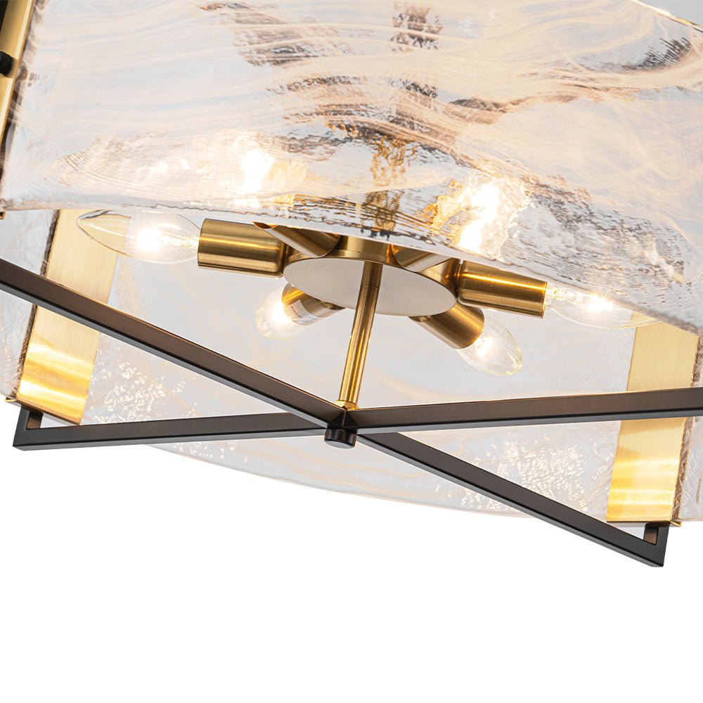 Modern Cloud Glass Drum Pendant Chandelier with Six E12 Candelabra Lights