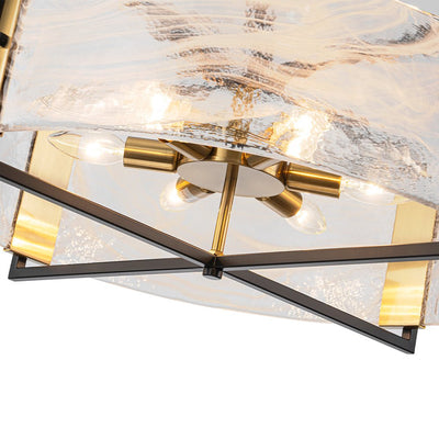 Modern Cloud Glass Drum Pendant Chandelier with Six E12 Candelabra Lights