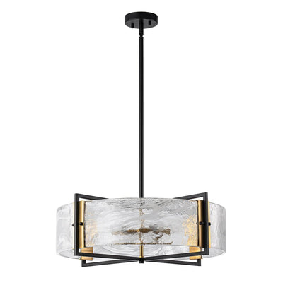 Modern Cloud Glass Drum Pendant Chandelier with Six E12 Candelabra Lights