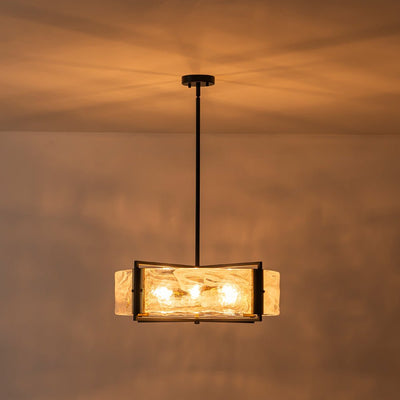 Modern Cloud Glass Drum Pendant Chandelier with Six E12 Candelabra Lights