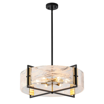 Modern Cloud Glass Drum Pendant Chandelier with Six E12 Candelabra Lights
