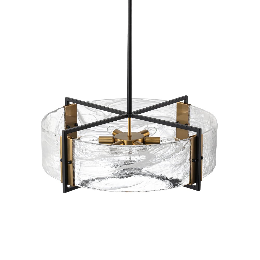 Modern Cloud Glass Drum Pendant Chandelier with Six E12 Candelabra Lights