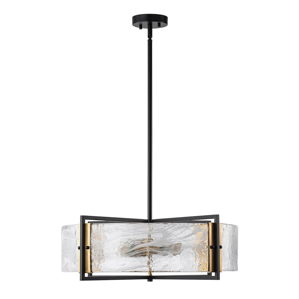 Modern Cloud Glass Drum Pendant Chandelier with Six E12 Candelabra Lights