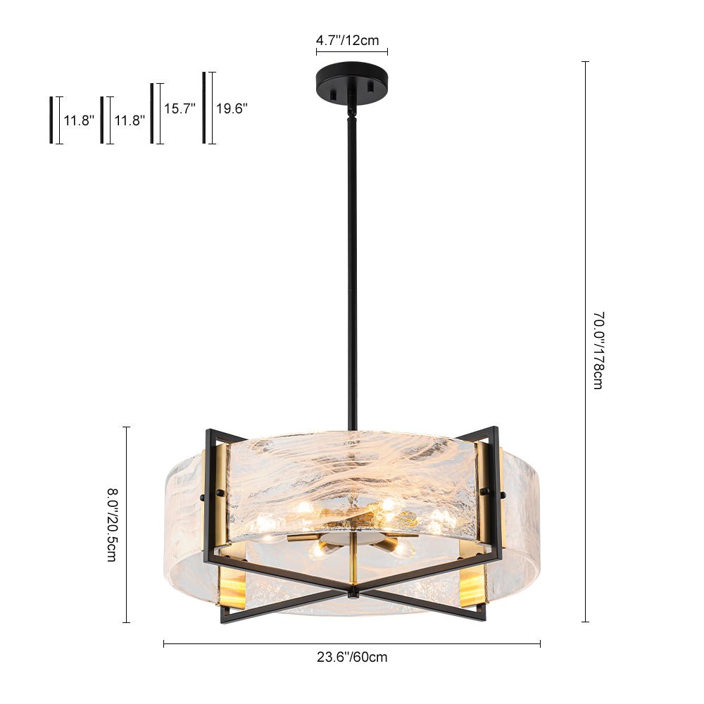 Modern Cloud Glass Drum Pendant Chandelier with Six E12 Candelabra Lights