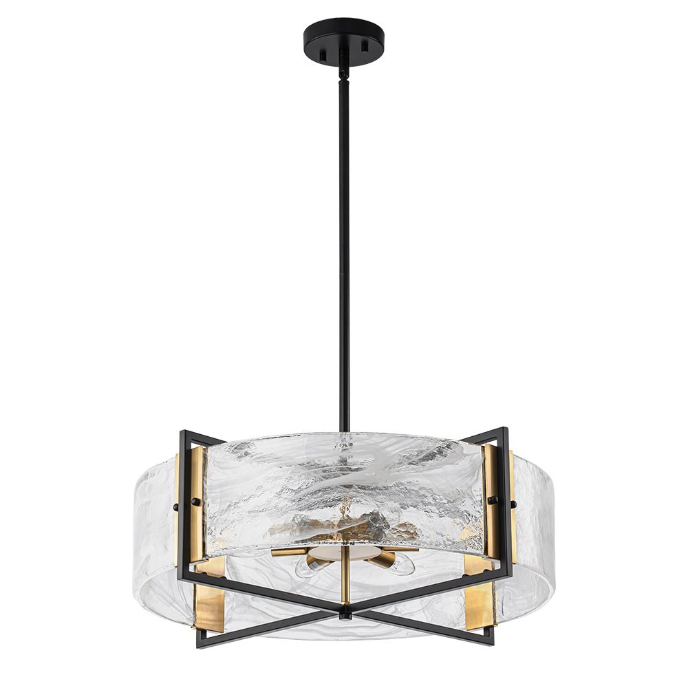 Modern Cloud Glass Drum Pendant Chandelier with Six E12 Candelabra Lights