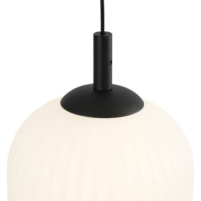 Modern 6-Light Ribbed Lantern Dimmable LED Pendant for Staircase Entryways