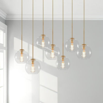 Modern 7-Light Sculptural Glass Globe Pendant Chandelier, Adjustable Dimmable Fixture