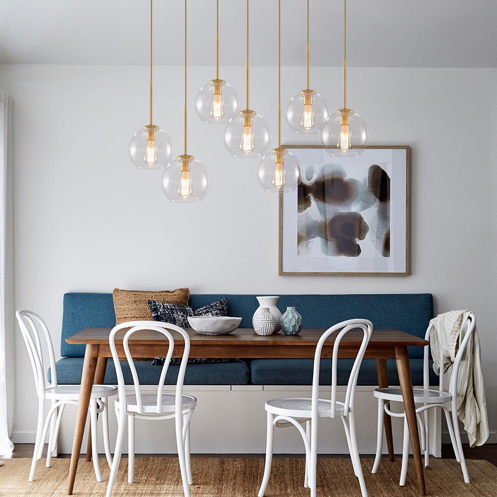 Modern 7-Light Sculptural Glass Globe Pendant Chandelier, Adjustable Dimmable Fixture