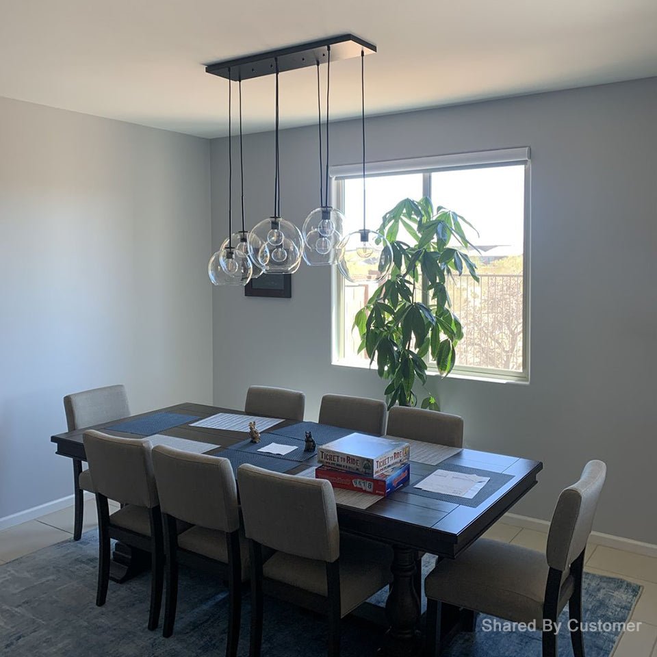 Modern 7-Light Sculptural Glass Globe Pendant Chandelier, Adjustable Dimmable Fixture