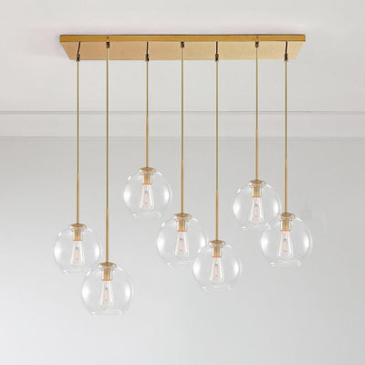 Modern 7-Light Sculptural Glass Globe Pendant Chandelier, Adjustable Dimmable Fixture