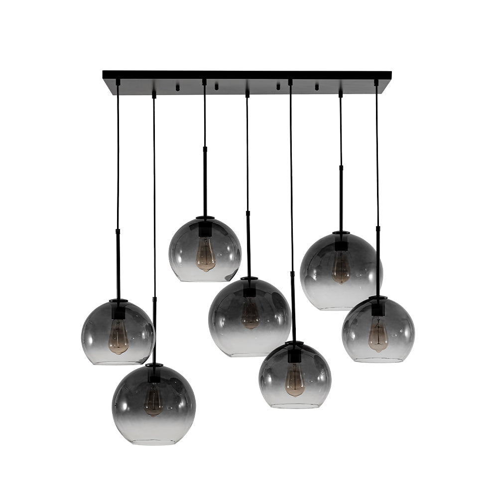 Modern 7-Light Sculptural Glass Globe Pendant Chandelier, Adjustable Dimmable Fixture