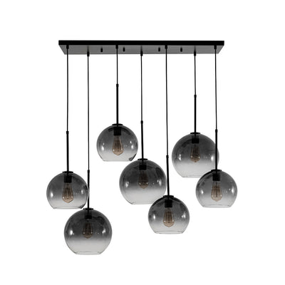 Modern 7-Light Sculptural Glass Globe Pendant Chandelier, Adjustable Dimmable Fixture