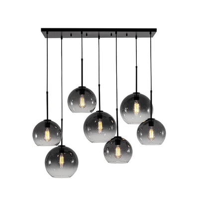 Modern 7-Light Sculptural Glass Globe Pendant Chandelier, Adjustable Dimmable Fixture