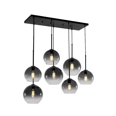 Modern 7-Light Sculptural Glass Globe Pendant Chandelier, Adjustable Dimmable Fixture