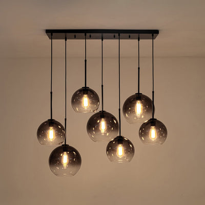 Modern 7-Light Sculptural Glass Globe Pendant Chandelier, Adjustable Dimmable Fixture