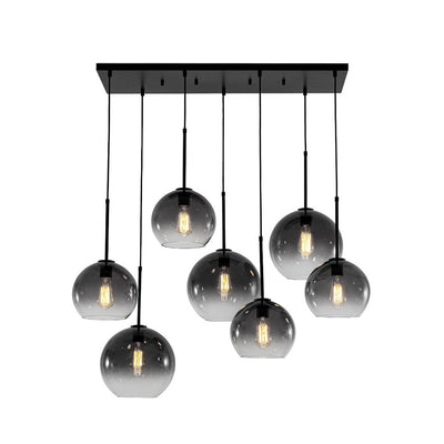 Modern 7-Light Sculptural Glass Globe Pendant Chandelier, Adjustable Dimmable Fixture
