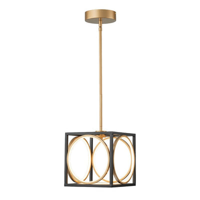 Modern Black Gold Square Dimmable LED Pendant Light Fixture for Kitchen Dining