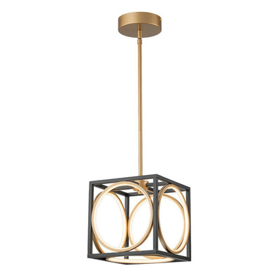 Modern Black Gold Square Dimmable LED Pendant Light Fixture for Kitchen Dining