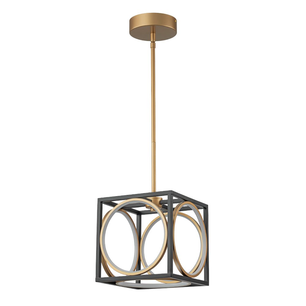 Modern Black Gold Square Dimmable LED Pendant Light Fixture for Kitchen Dining