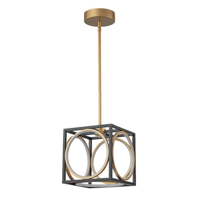 Modern Black Gold Square Dimmable LED Pendant Light Fixture for Kitchen Dining
