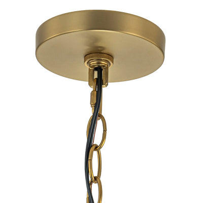 Modern Brass 6-Light Rippled Glass Drum Pendant Chandelier for Dining Room